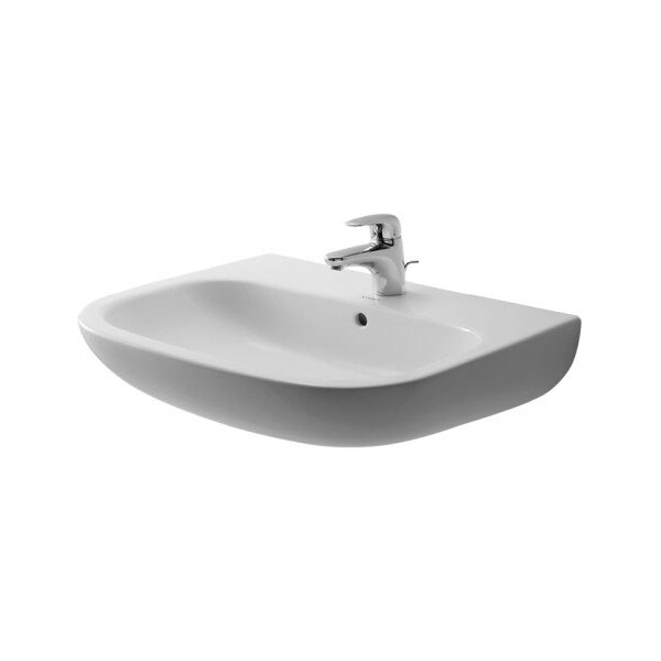 Washbasin 25" D-Code, w/Overflow, w/FaucetDeck, 1 Hole, Wh